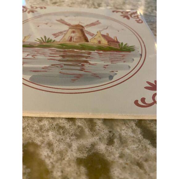 Vtg 1970s Collector Ceramic Tile Trivet 6x6 Aleluia Aveiro Portugal Windmill - Picture 3 of 5